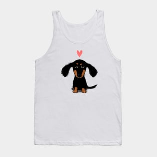 Dachshund Puppy Love | Cute Black and Tan Wiener Dog with Heart Tank Top